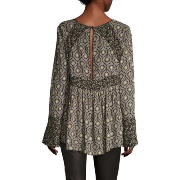 Free People Rolling Hills Long Sleeve Open Back Flowy Blouse OB526904 Medium - Picture 2 of 8